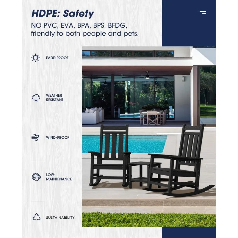 Patio Rocking Chairs, Oversized, All-Weather, HDPE