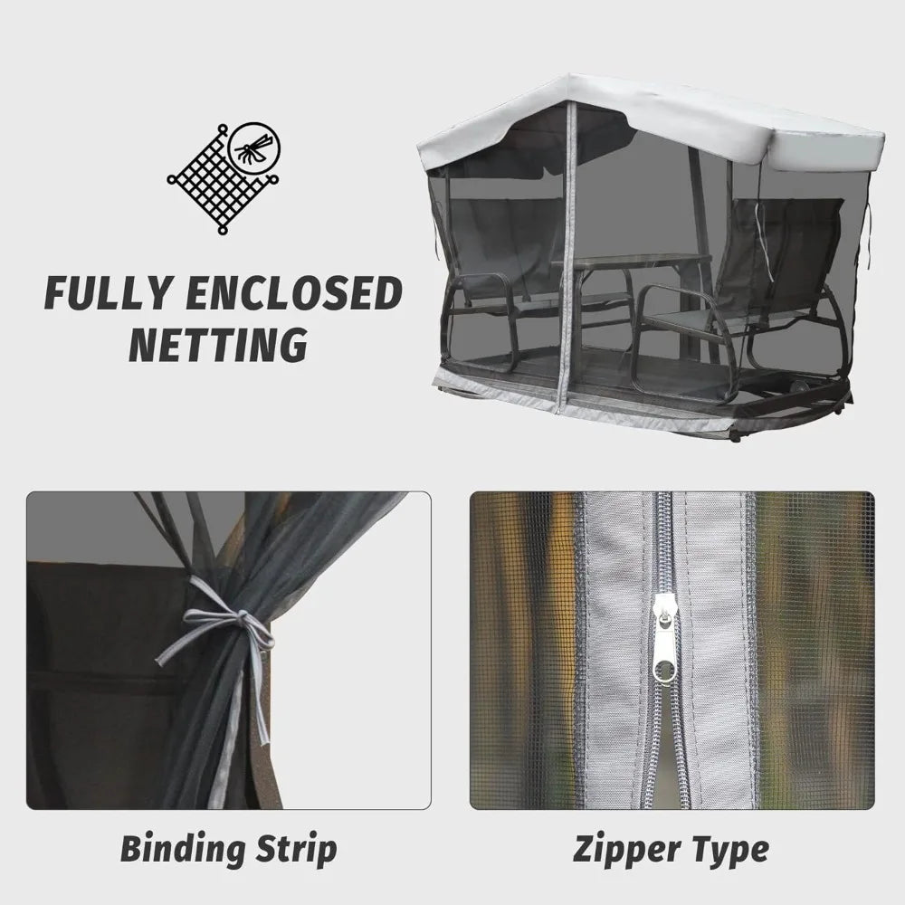4-Seat Outdoor Glider Benches with Canopy