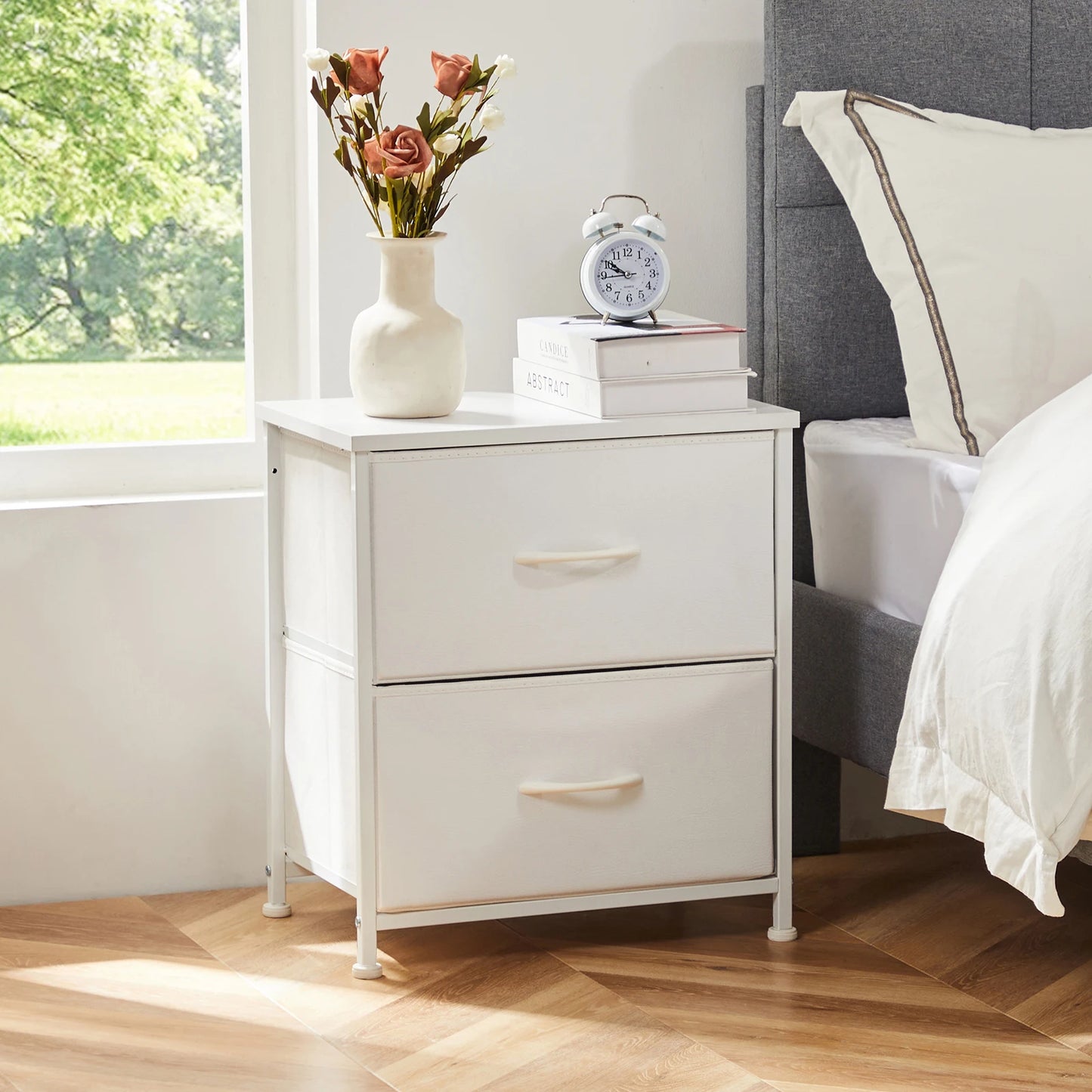 Nightstand, 2 Fabric Drawers