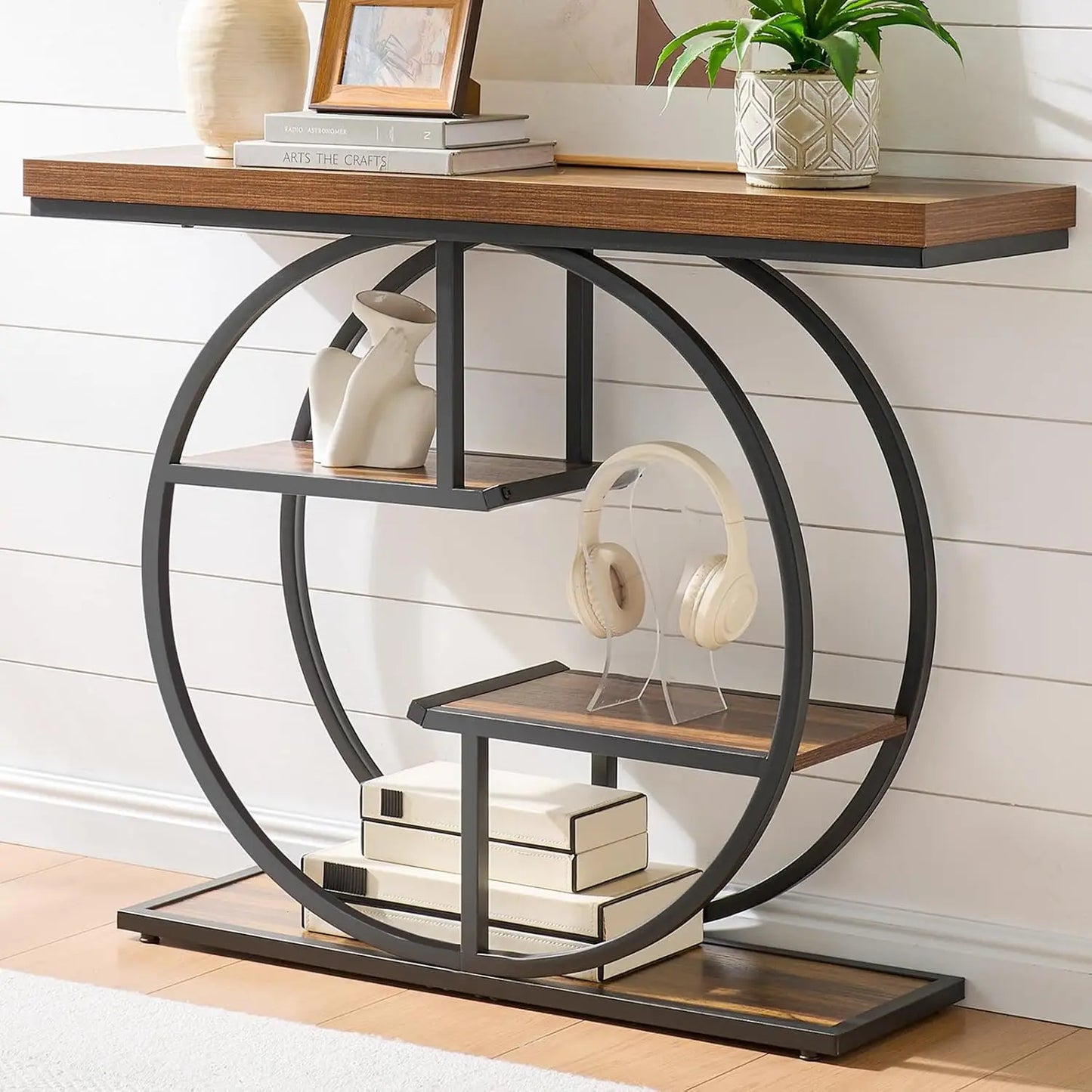 41.3" Industrial 4-Tier Console Table