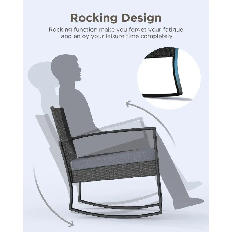 3 Piece Patio furniture with rocking chairs