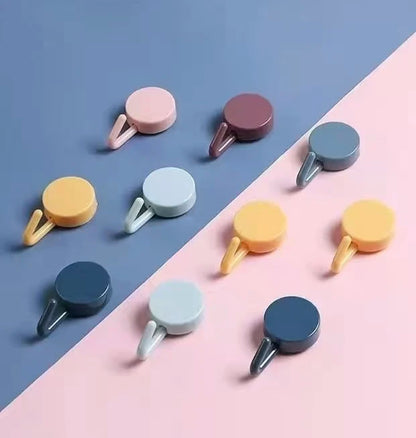 10-Pack Mini Adhesive Hooks - Mixed Color Multi-Purpose Hangers