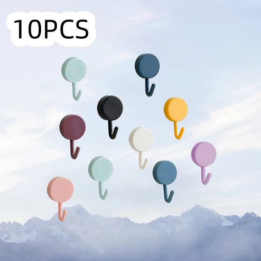 10-Pack Mini Adhesive Hooks - Mixed Color Multi-Purpose Hangers