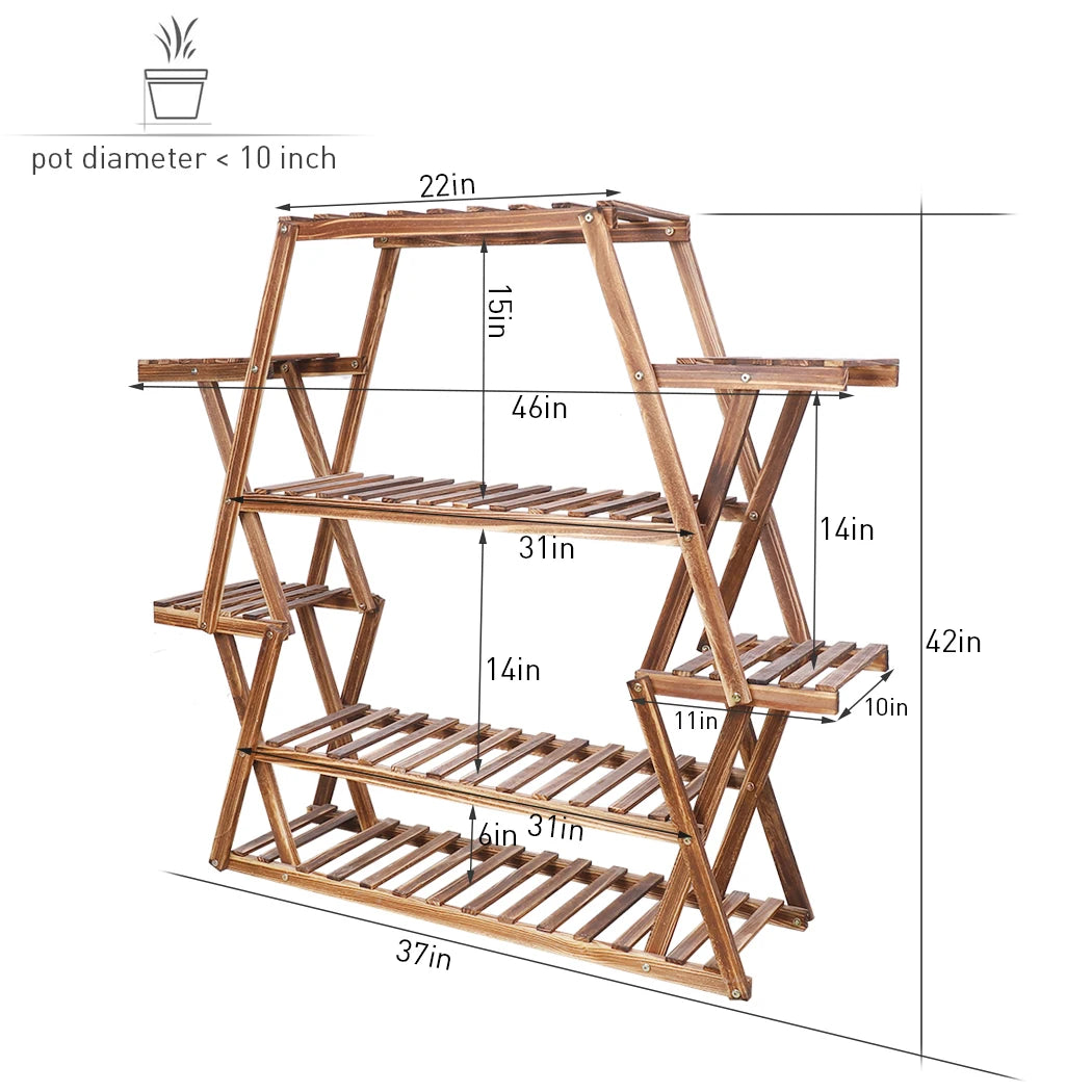 Large Wood Plant Stand Indoor 6 Tier