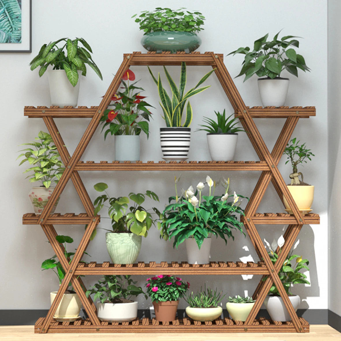 Large Wood Plant Stand Indoor 6 Tier