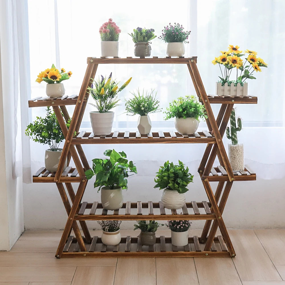 Large Wood Plant Stand Indoor 6 Tier