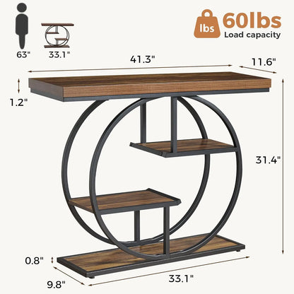 41.3" Industrial 4-Tier Console Table