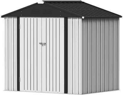 5x3FT Steel Outdoor Garden Storage Shed, Anti-Corrosion Lockable