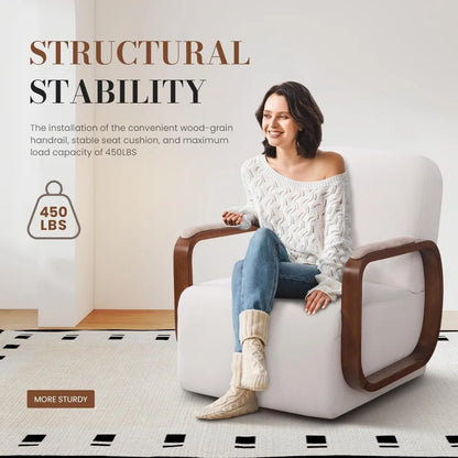 360° Swivel Accent Chair with Solid Wood Base