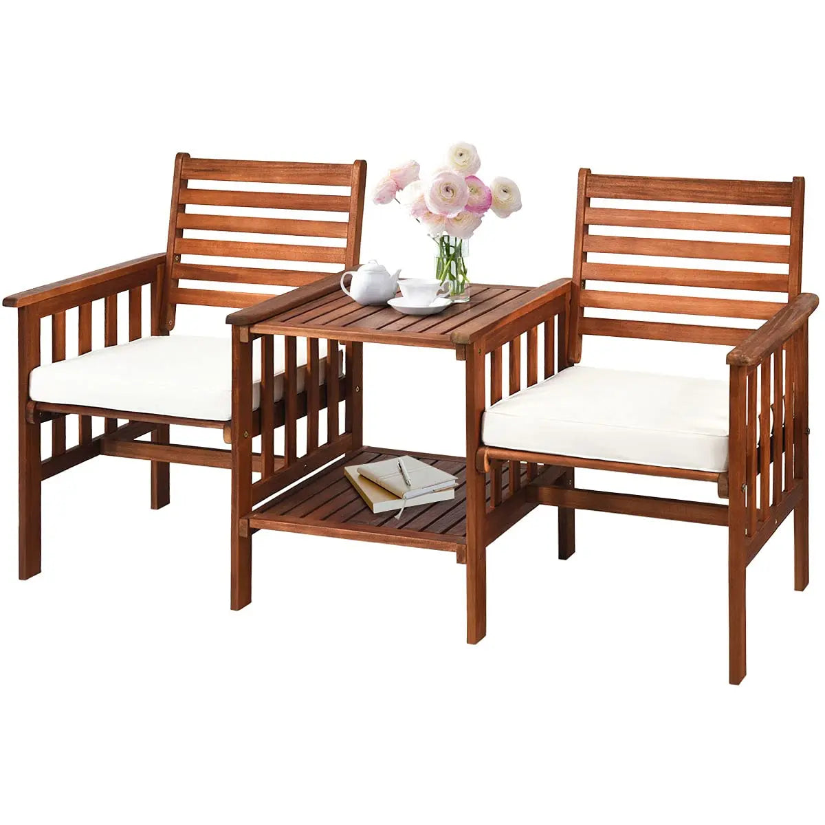 Acacia Loveseat & Table Set With 2 Cushions