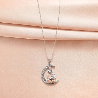 Mom Daughter Moon Pendant Necklace or Keychain