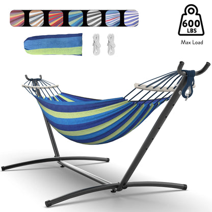 Hammock with Adjustable Stand, Storage Bag, 600lb Capacity