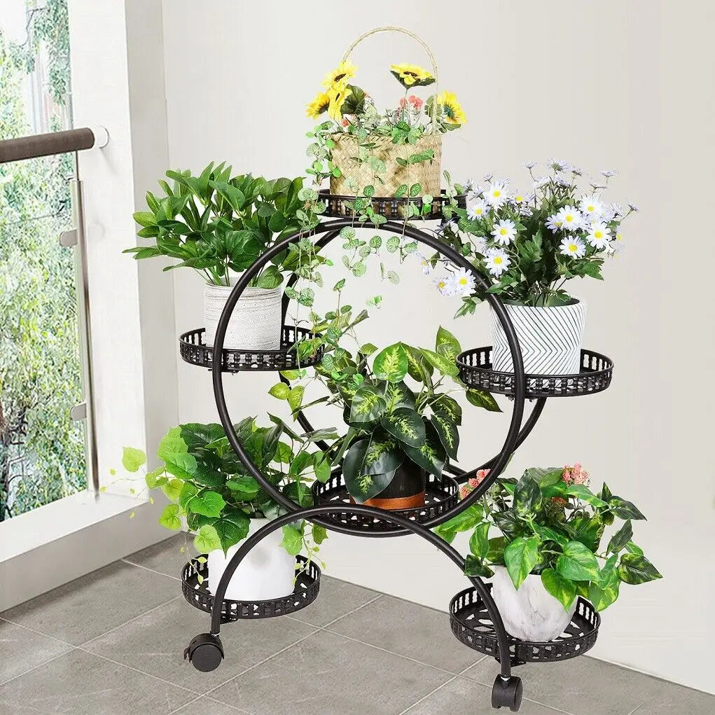 6 Pot Plant Stand on 4-Wheels