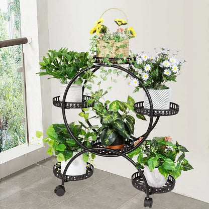 6 Pot Plant Stand on 4-Wheels
