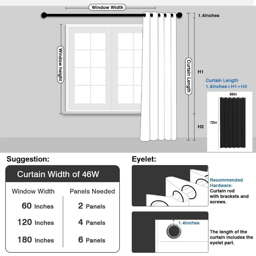 1PC 90% Blackout Curtain, Light Reducing Shade Drapes
