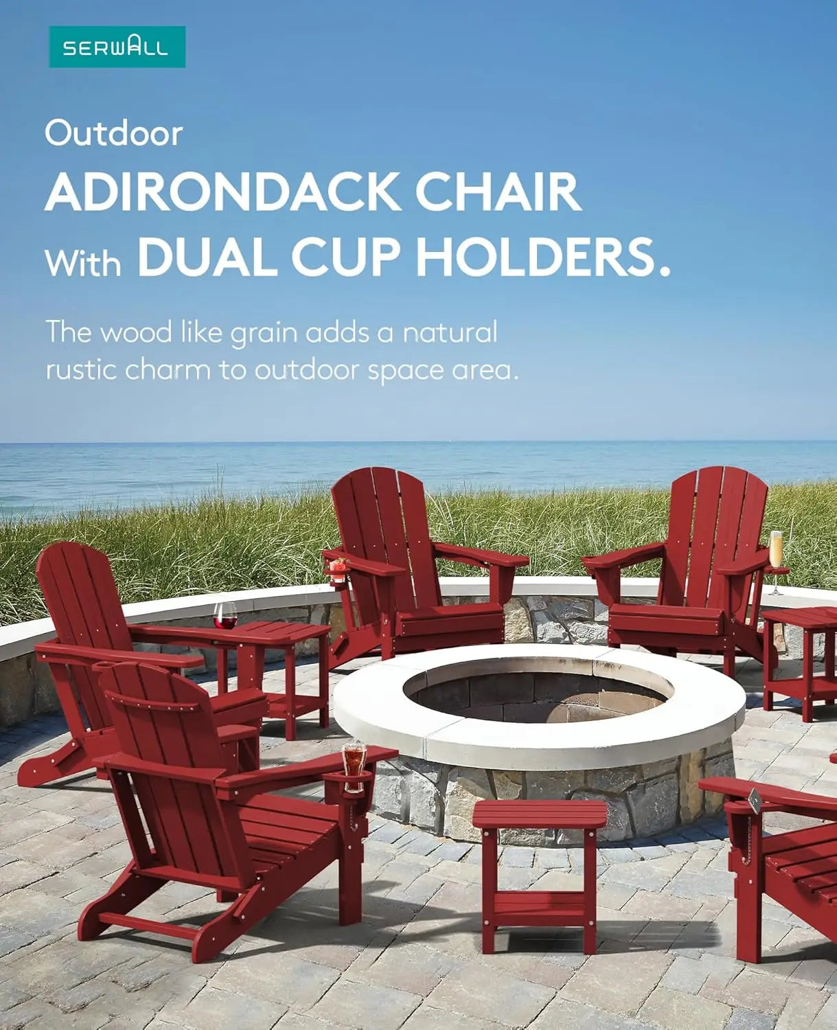 Adirondack Chairs Set of 2 HDPE All Weather Use