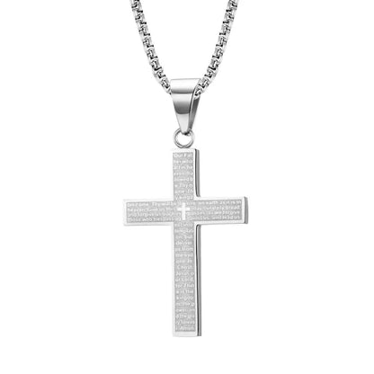 Bible Verse Cross Necklace, Titanium Steel Pendant
