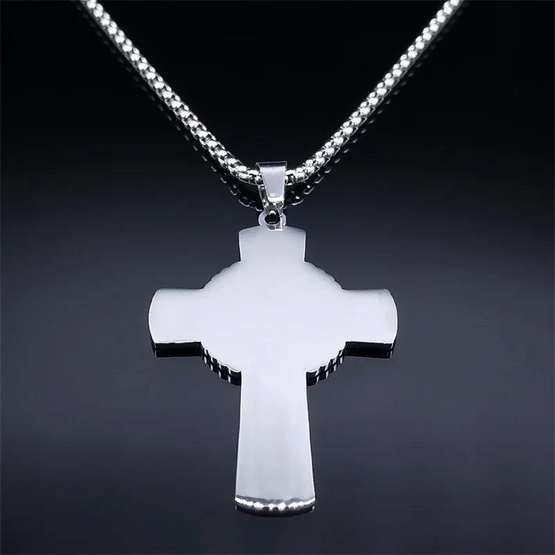 Christian Christ Cross Necklace Stainless Steel Chain Jewelry