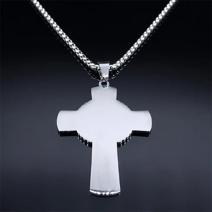 Christian Christ Cross Necklace Stainless Steel Chain Jewelry