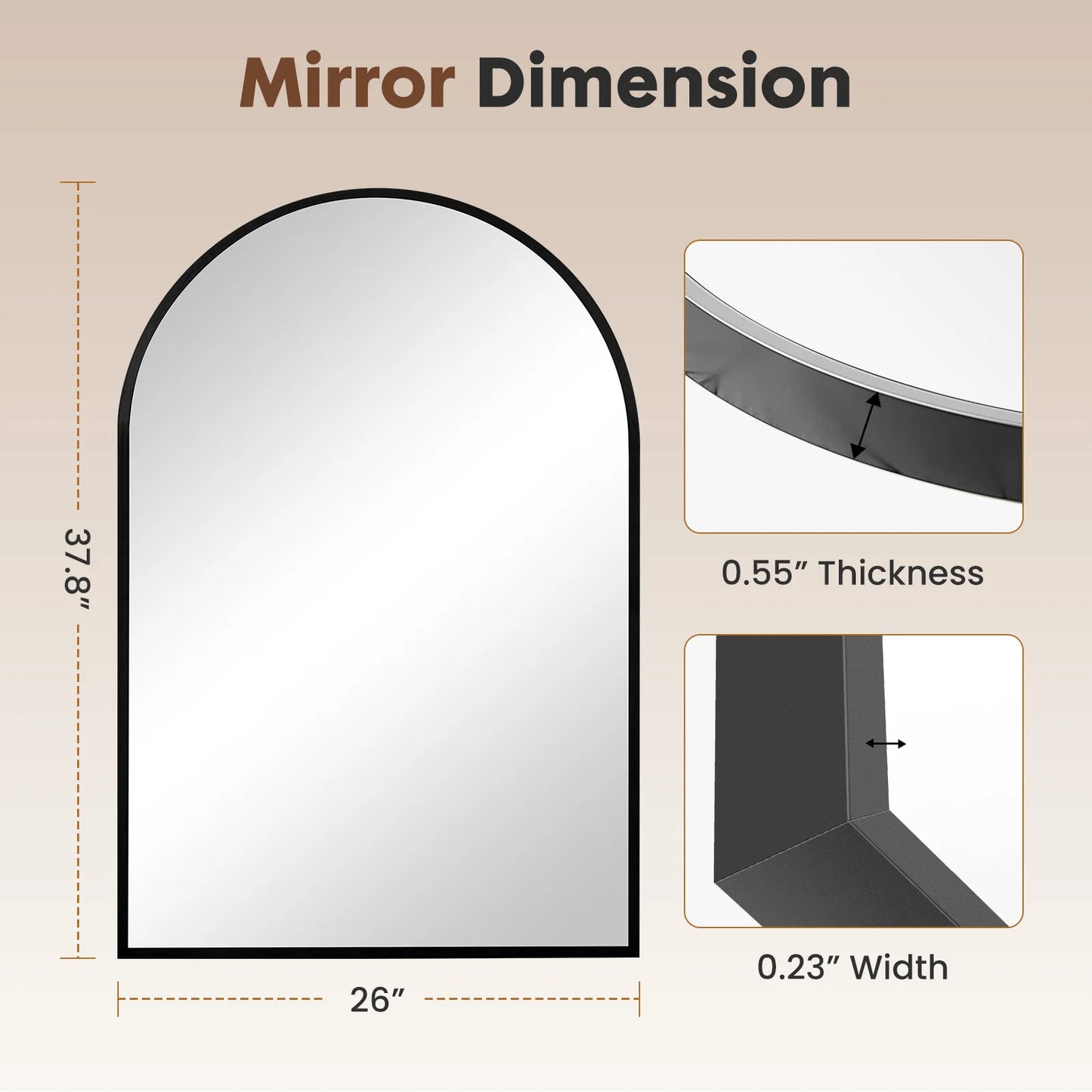 Arched Metal Framed Mirror