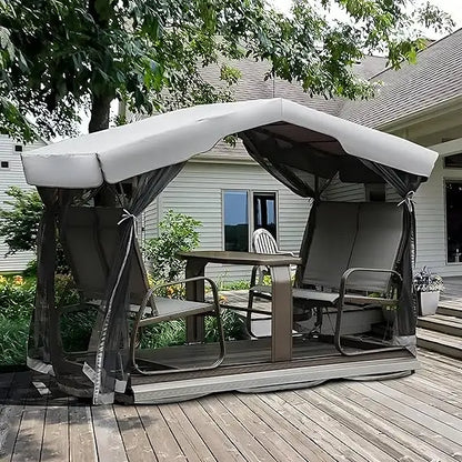 4-Seat Outdoor Glider Benches with Canopy