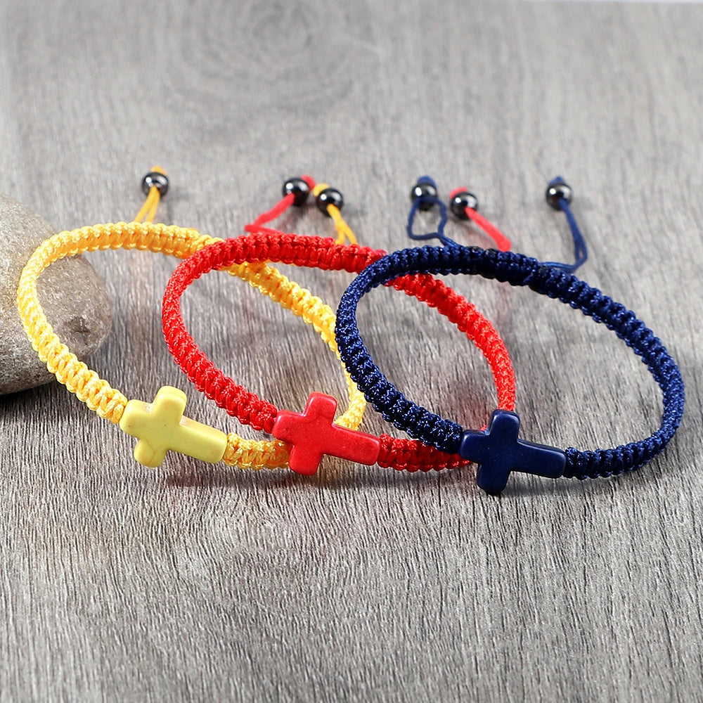 Hand Woven Jesus Cross Bracelet  Friendship Jewelry