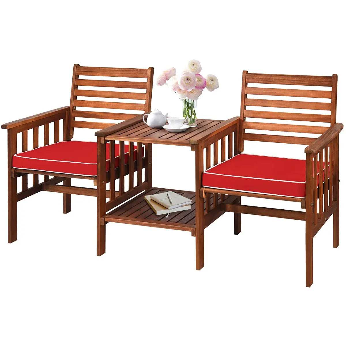 Acacia Loveseat & Table Set With 2 Cushions