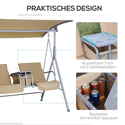 Outdoor Porch Swing with Stand and Canopy