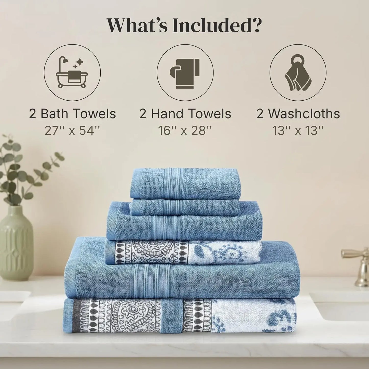 6-Piece Towel Set in Ophelia Blue