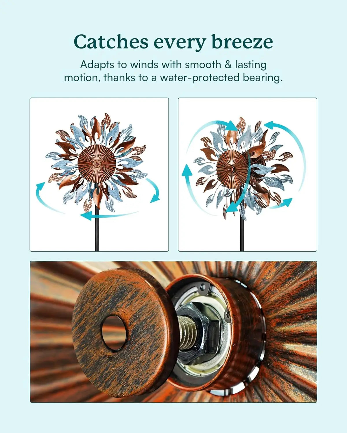 Large Kinetic Metal Wind Spinner for Garden Decor