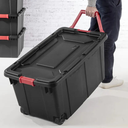 40 Gallon Wheeled Tote Plastic,  Set of 2