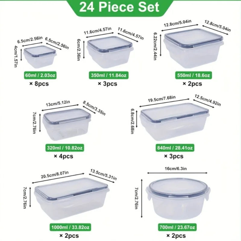 48Pcs Food Storage Set - 24 Airtight Containers & Lid