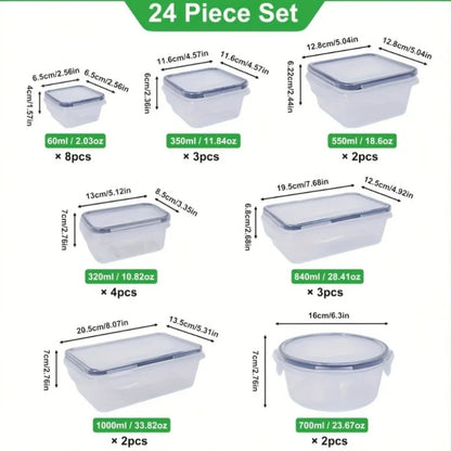 48Pcs Food Storage Set - 24 Airtight Containers & Lid