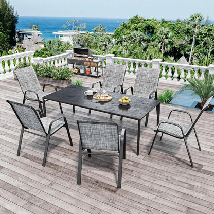 Stackable All-Weather Metal Patio Dining Chairs Set of 6