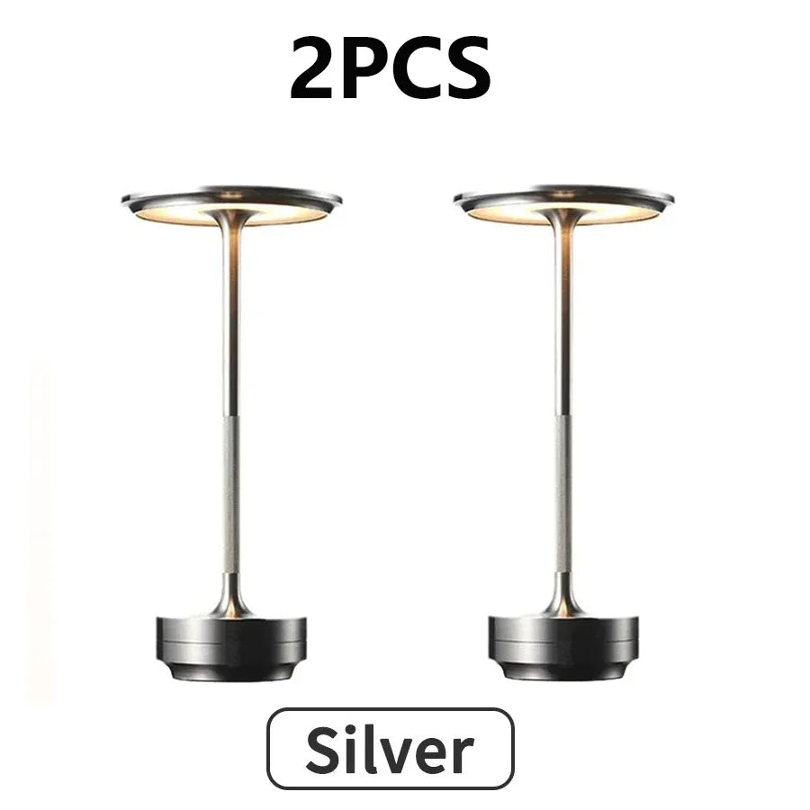 LED Desktop Lamp, Touch Dimming, Metal, USB Recharge