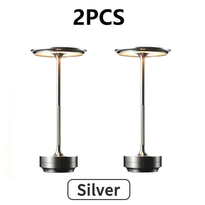 LED Desktop Lamp, Touch Dimming, Metal, USB Recharge