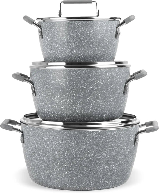 Nonstick Stackable Cooking Pots Set, 6-Piece