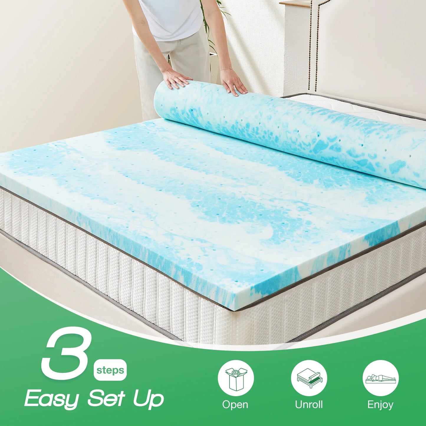 2-4 Inch Memory Foam Soft Mattress Topper