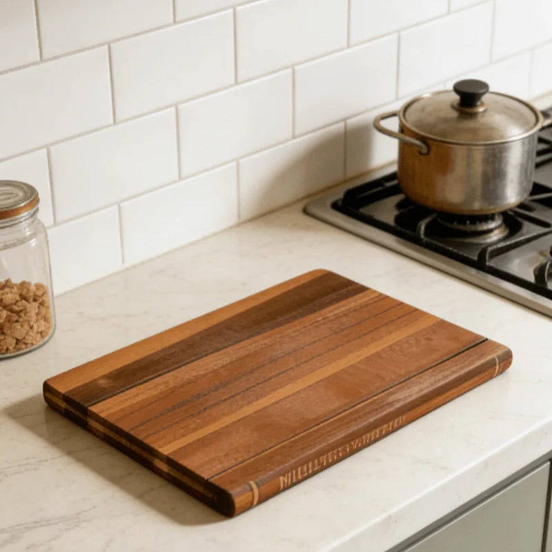 Solid Wood Book Shaped Cutting Board with Wooden Stand
