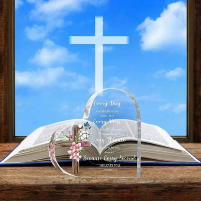 Heart-Shaped Bible Verse Acrylic Decor, Desk & Home Decor