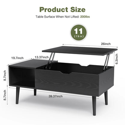 Coffee Table, Adjustable, Storage, Easy Lift Or Lower