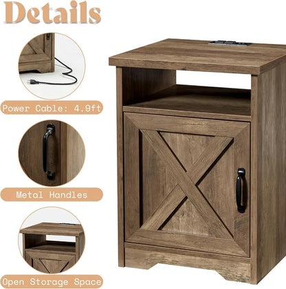Farmhouse Coffee Table Set with Charging Station, USB Ports