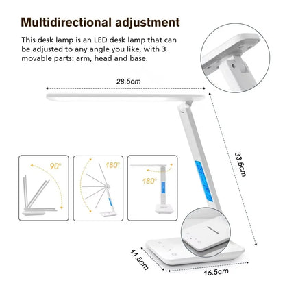 10W Wireless LED Desk Lamp USB Charging Port, Dimmable