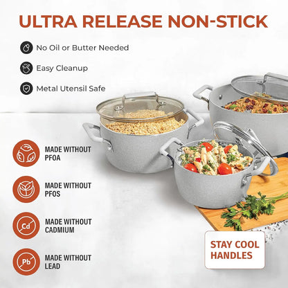 Nonstick Stackable Cooking Pots Set, 6-Piece