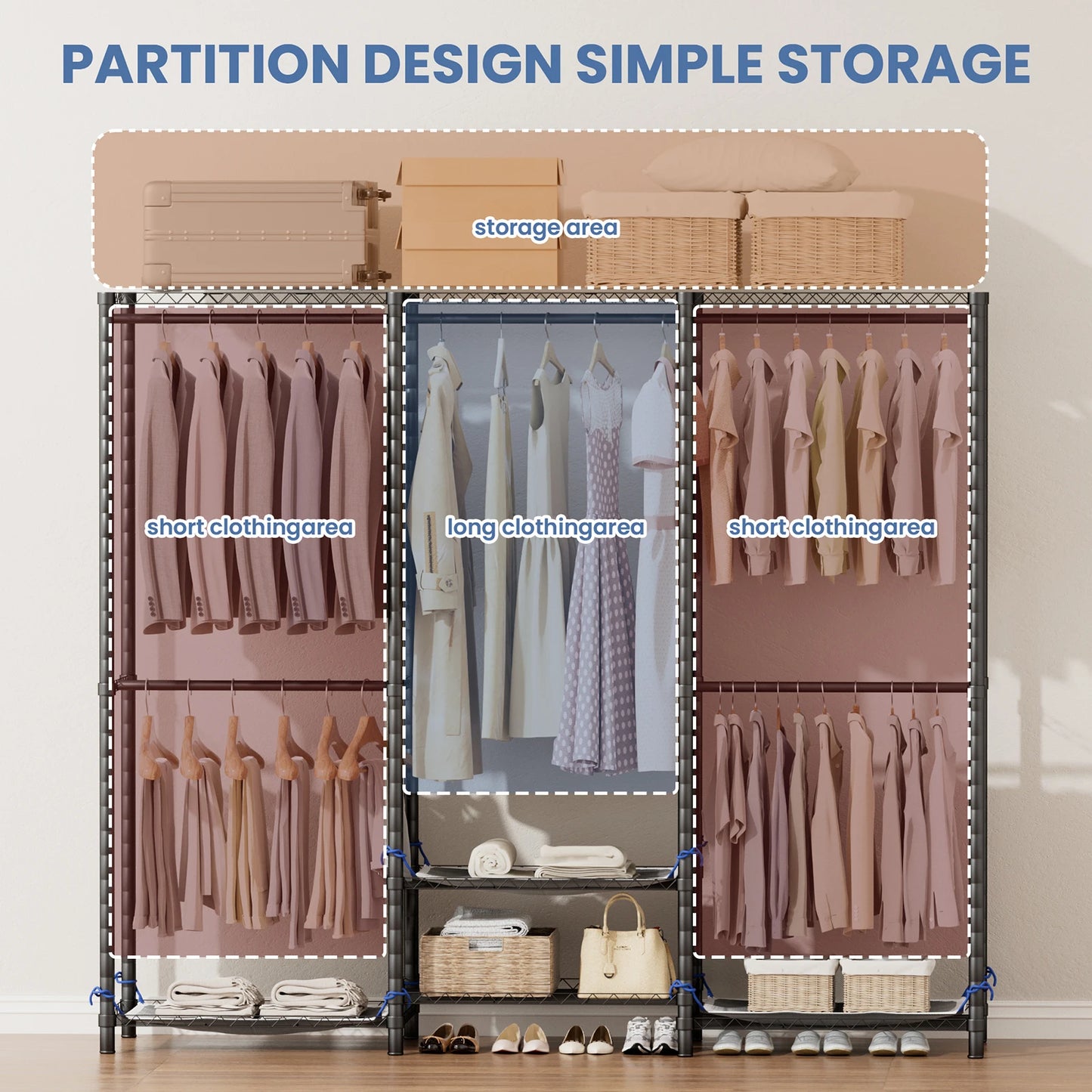 Wardrobe, Storage, Freestanding, Portable, Heavy Duty