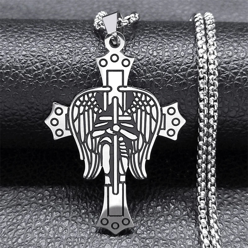 Christian Christ Cross Necklace Stainless Steel Chain Jewelry