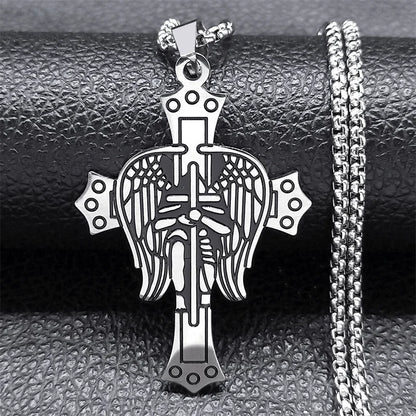 Christian Christ Cross Necklace Stainless Steel Chain Jewelry