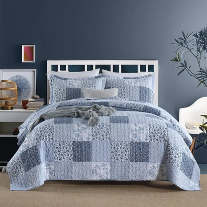 Cotton Quilted Bedspread Set, Reversible