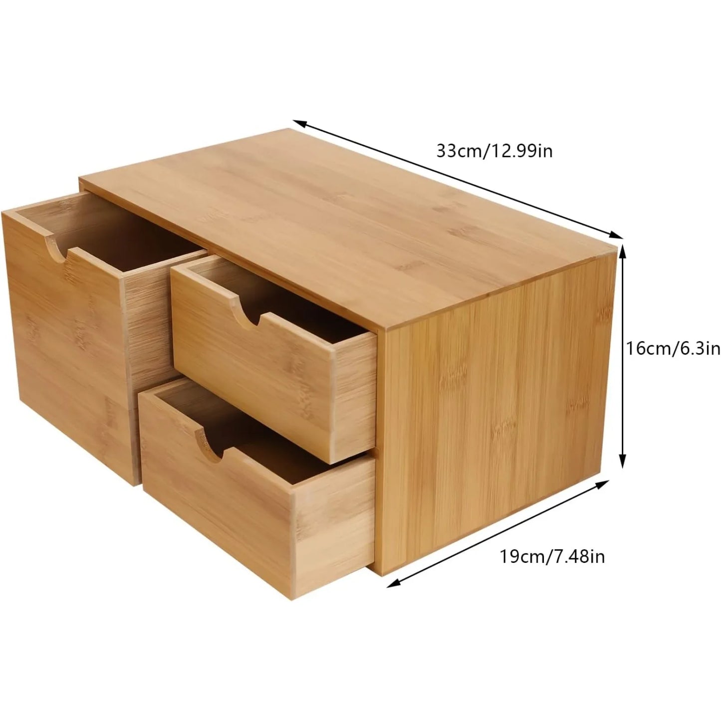 Bamboo Desk Organizer Drawers, Recess Handles