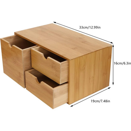 Bamboo Desk Organizer Drawers, Recess Handles